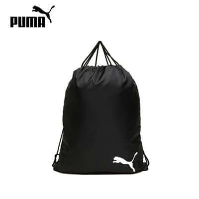 Puma Drawstring Backpack in black, featuring the classic Puma logo, ideal for daily use and corporate gifts.