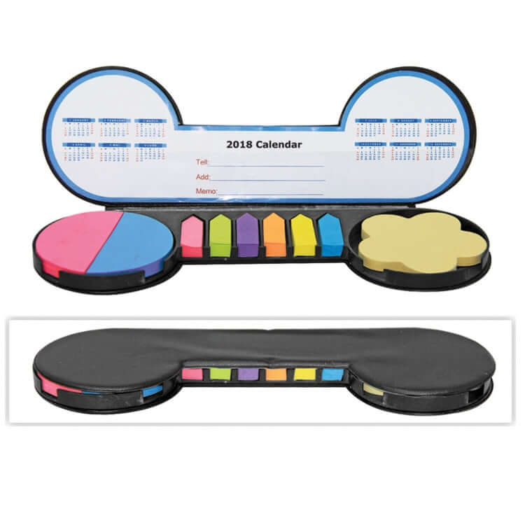 PU Post It Note Pad with colorful sticky notes and calendar, ideal for corporate gifts and office organization.