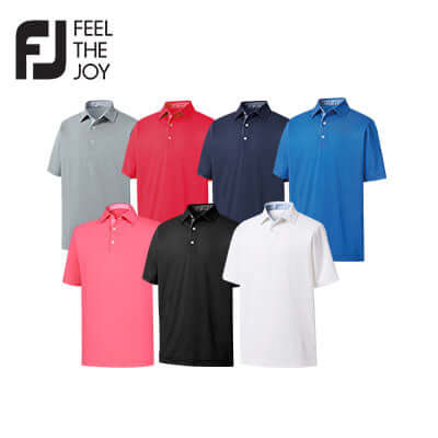 Collection of Footjoy Lisle Solid Gingham Trim Polo T-Shirt in various colors, perfect for corporate gifts.