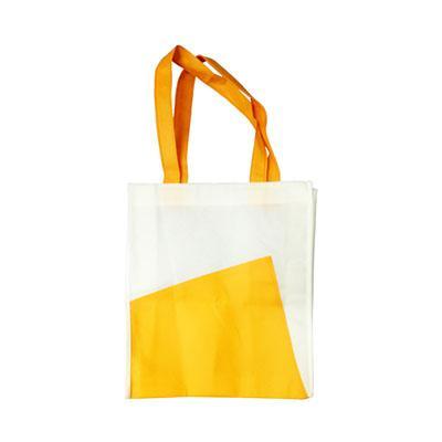 A4 2-Tone Eco Non-Woven Bag in yellow and white, perfect for corporate gifts and everyday use.