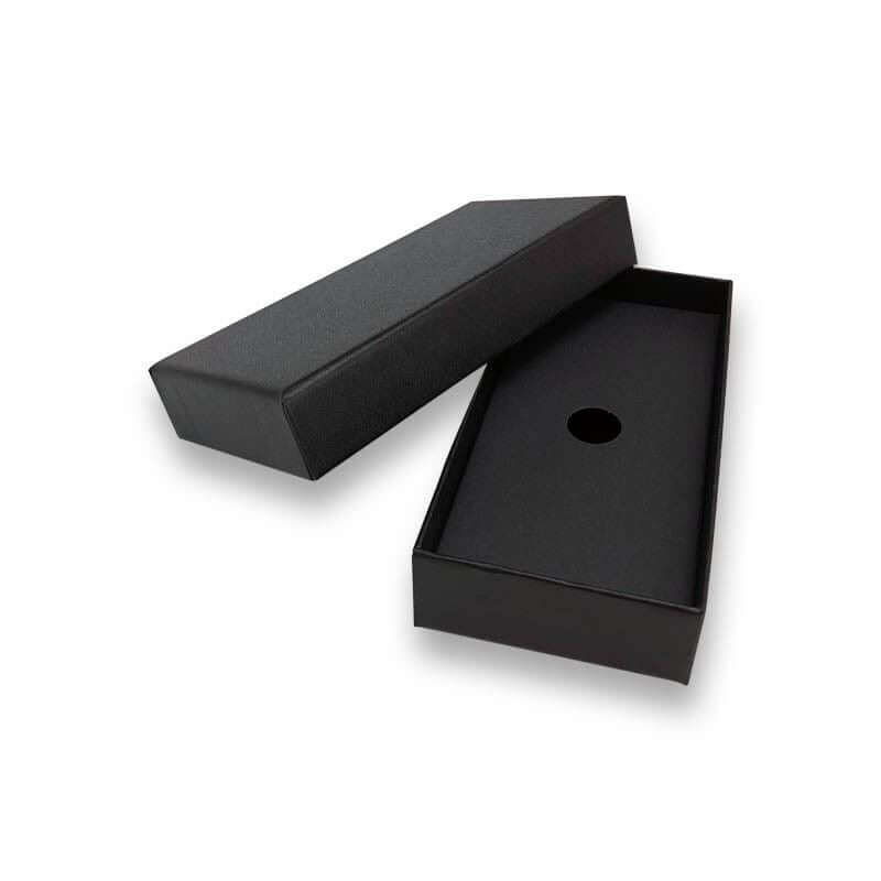 Elegant black packaging box for corporate gifts, suitable for 10000mAh Powerbank with 3 Built-in Cables.