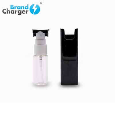 BrandCharger Spare Lite 3 in 1 Sanitizer Case with spray bottle and sleek black container.
