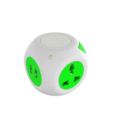 Cube Plug with LED night light and 4 USB ports. Corporate Gifts Singapore