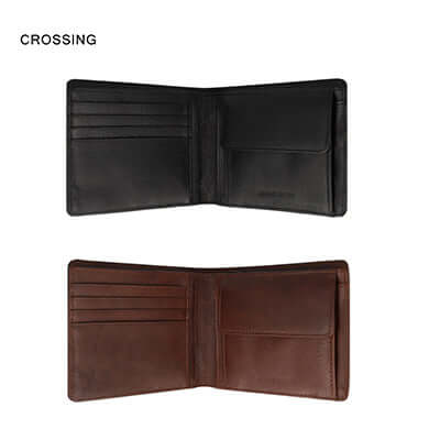 Crossing Antique Bi-fold Leather Wallet With Coin Pouch Corporate Gifts Singapore