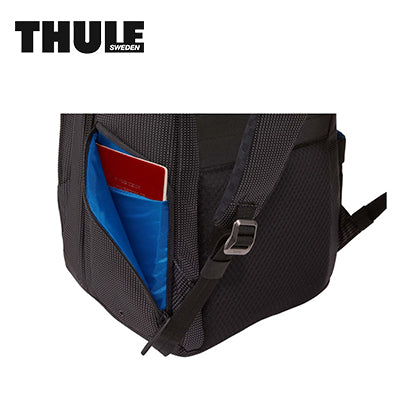Thule Crossover 2 20L Laptop Backpack side pocket with blue lining and red item