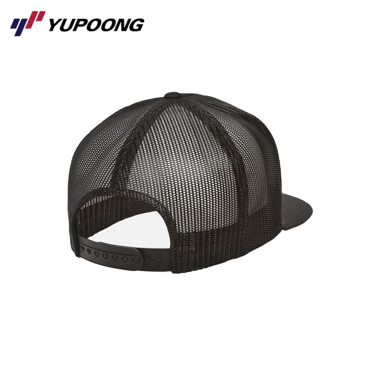 Yupoong 6006 Classic Trucker cap in black, perfect for corporate gift, versatile design for all head sizes.