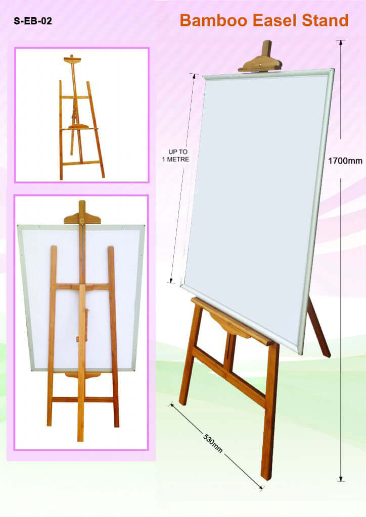 Bamboo Easel Stand showcasing adjustable design for posters, eco-friendly bamboo, perfect for corporate gift.