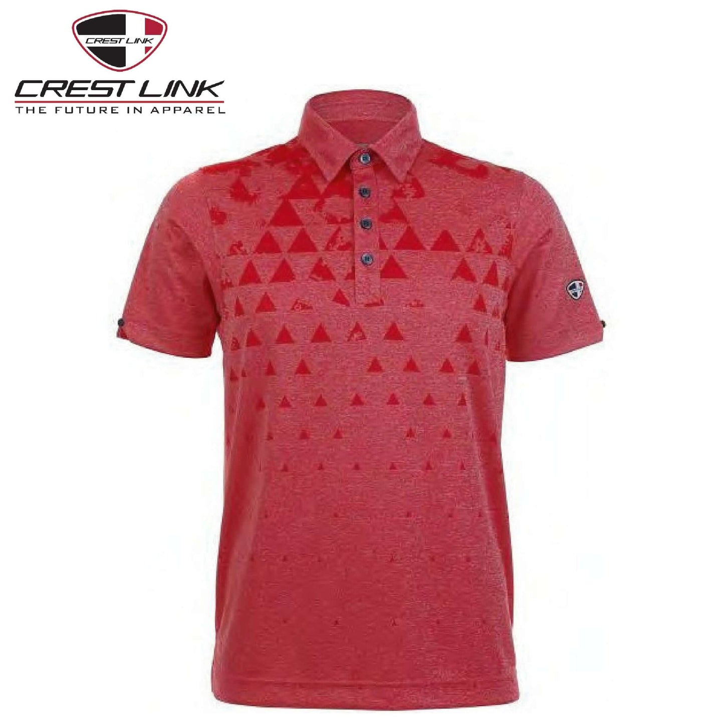 Crest Link Polo T-shirt Short Sleeve (80380712) in red with geometric pattern, perfect corporate gift.