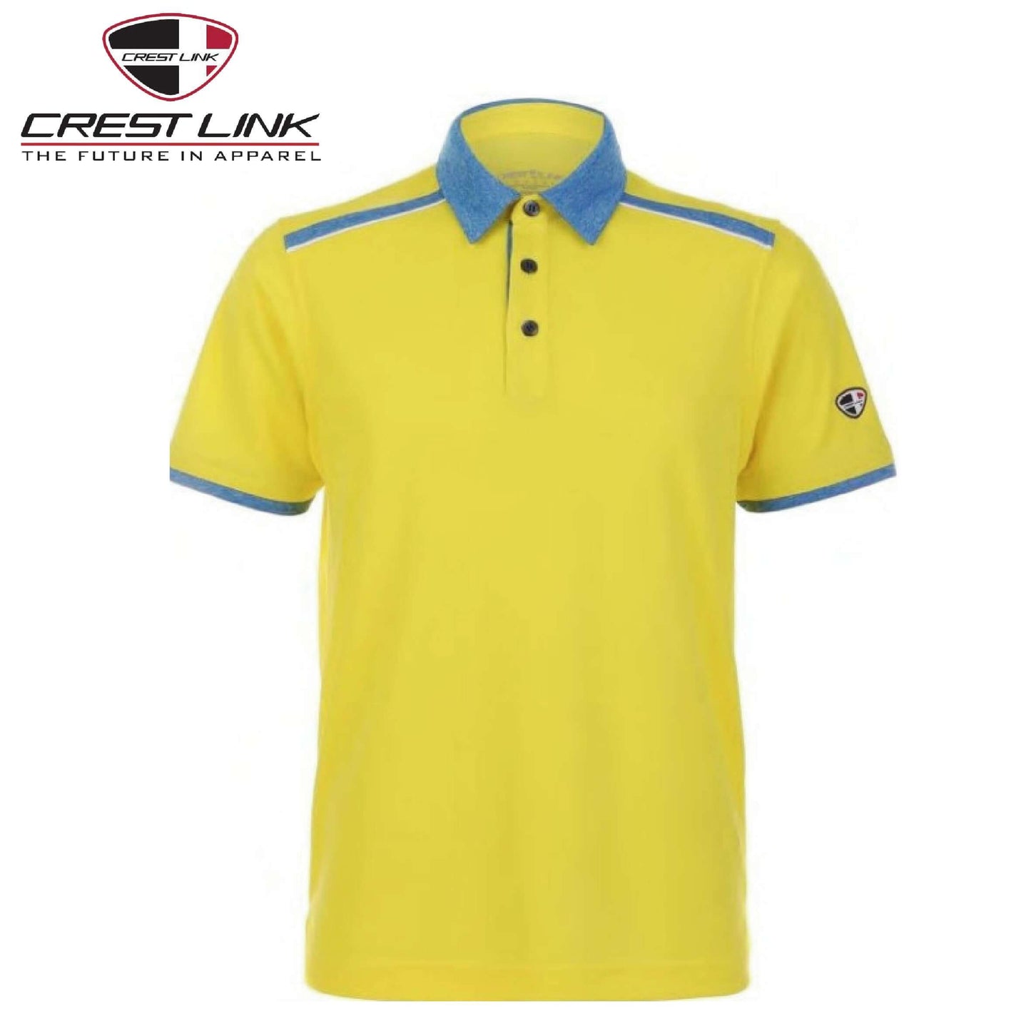 Crest Link Polo T-shirt Short Sleeve (80380775) in vibrant yellow, featuring a stylish collar and buttons, perfect for corporate gifts.