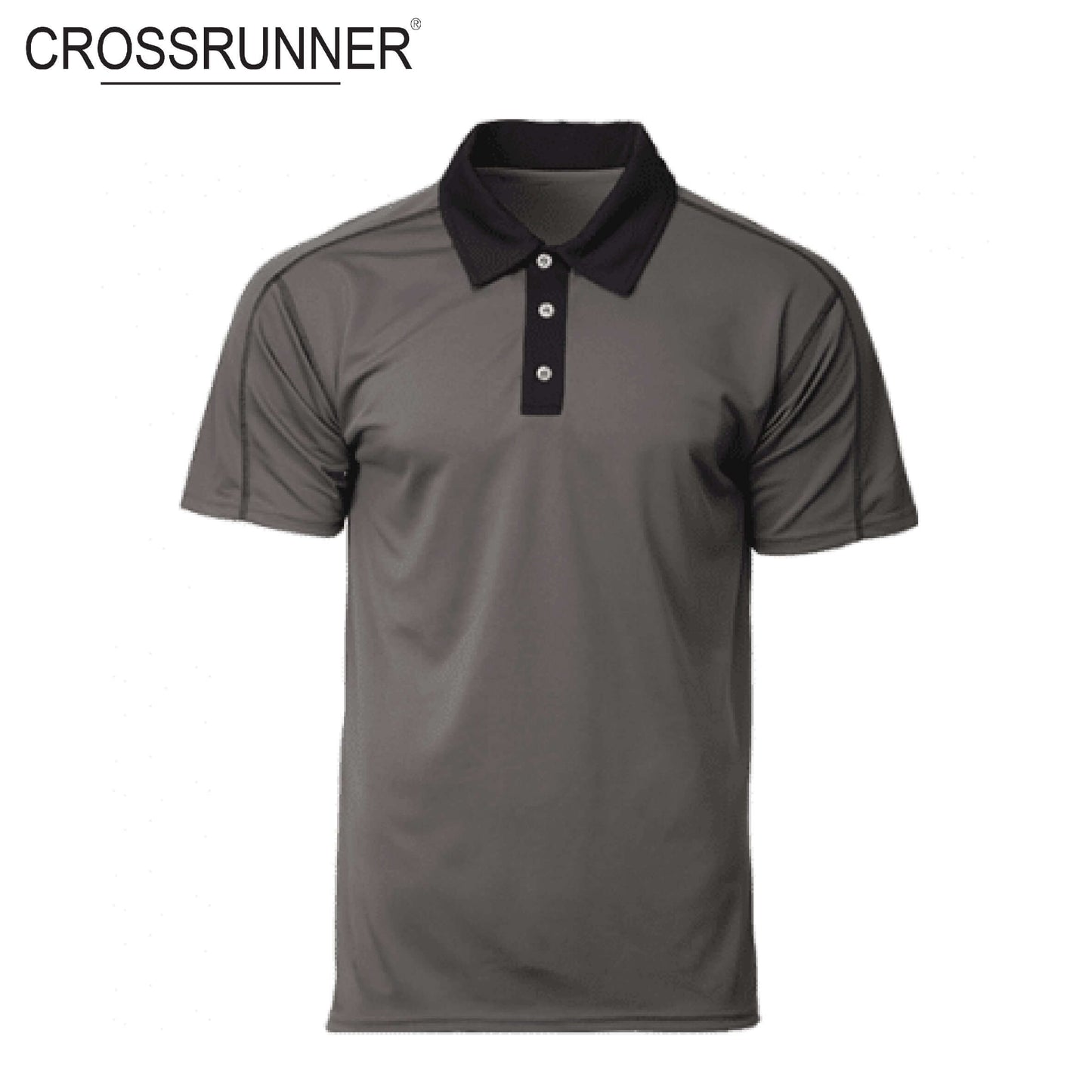 Crossrunner 1200 Contrast Piping Polo T-Shirt in grey with black collar, ideal for corporate gift.