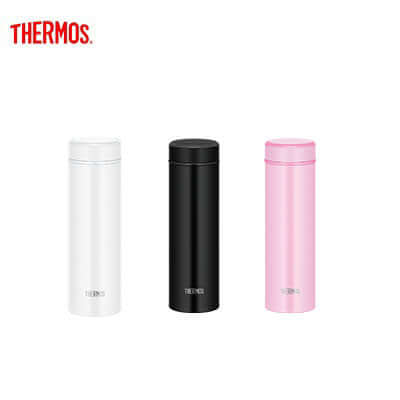 Thermos JOG-500 Ultra-Light Tumbler in Light Pink, Matte Black, and Matte White for stylish hydration on the go.