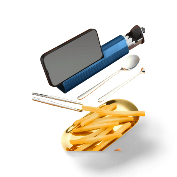 3 in 1 Stainless Steel Cutlery Set with Phone Holder Corporate Gifts Singapore