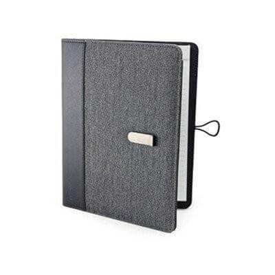 A5 Conference Folder in grey and black, a stylish corporate gift with compartments for documents and business cards.