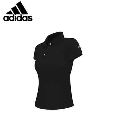 adidas Classic Ladies Polo Shirt in black, perfect for casual or corporate gift attire.