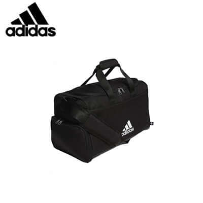 adidas Crestable Duffel Bag in black with logo, ideal for travel and corporate gift.