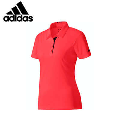adidas Ladies Standard Golf Polo Tee in vibrant red, perfect for comfort and style on the golf course.
