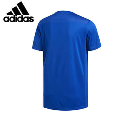 adidas Own The Run Tee Shirt in blue, showcasing soft polyester and ventilation features, perfect for workouts and corporate gifts.