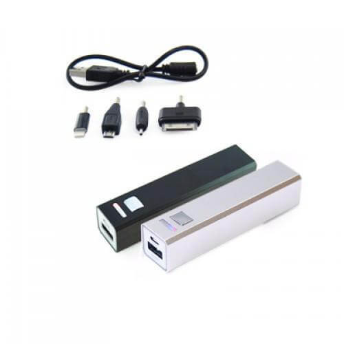 Cancom Portable Charger with adaptors and charging cable for versatile use as a corporate gift.