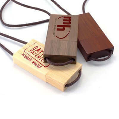 Wooden USB Flash Drive With Sliding Cord Lanyard Corporate Gifts Singapore