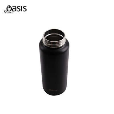 Oasis Stainless Steel Insulated Titan Water Bottle 1.2L black design with wide-mouth opening.