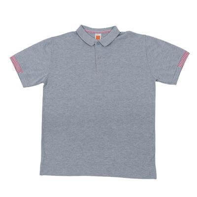 Trendy Honeycomb Polo Tee in ash grey with contrasting zig-zag design, a stylish corporate gift option.