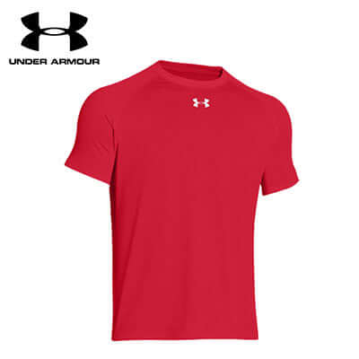 Under Armour Locker Men Tee in red, perfect for workouts and corporate gifts.