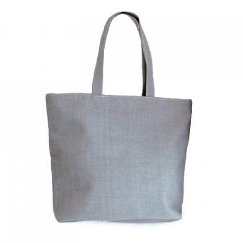 Zippered Eco Cotton Bag in gray, ideal for corporate gifts and everyday use with durable fabric and zippered compartment.