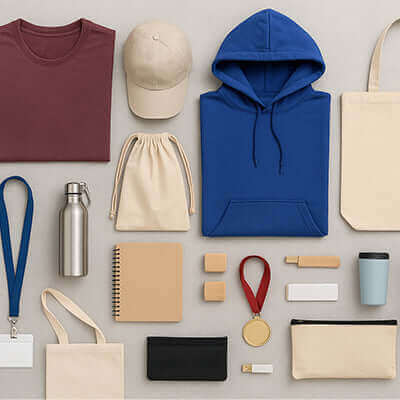 Meaningful Merchandise for Schools & Non-Profits: Inspiring Communities Through Branded Items laid out on a table.
