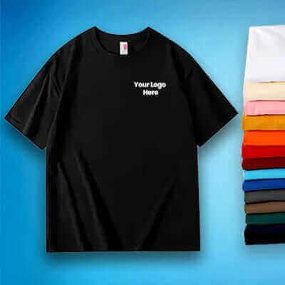 Stylish. Functional. Branded: Top Apparel Picks to Elevate Your Corporate Identity in 2025 - Black T-shirt with customizable logo.