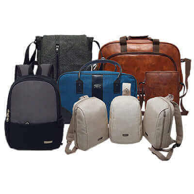 Stylish & Functional Bags for corporate gift including backpacks and briefcases in various colors.