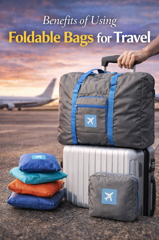 Ultimate Guide to Foldable Bags: Perfect Travel Companion with collapsible bags on luggage at airport