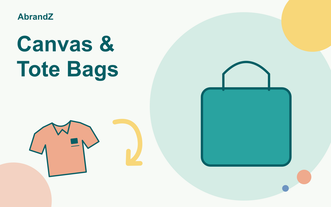 Canvas & Tote Bags illustration: carry bag and polo shirt with artwork placement.