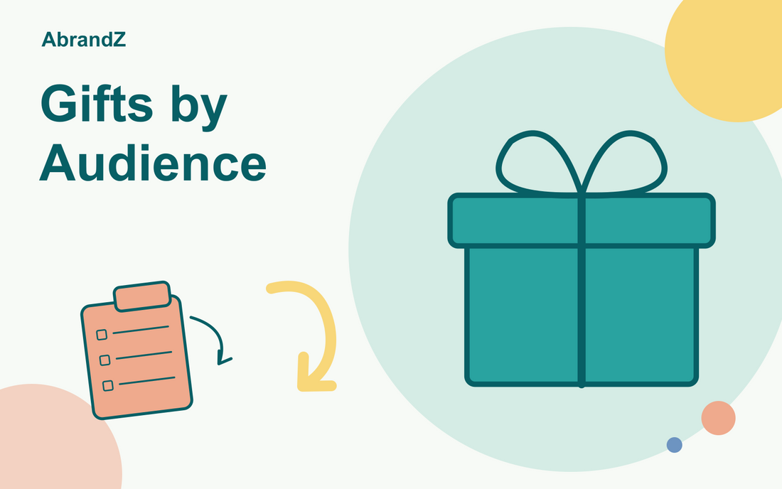 Gifts by Audience illustration: ribboned gift box and checklist.