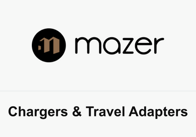 Mazer logo above the Chargers & Travel Adapters label on a white background