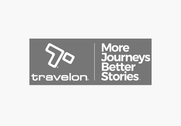Travelon collection showcased by four models with stylish bags against a scenic city backdrop.