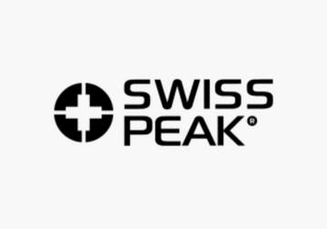Swiss Peak Premium Gifts corporate gift collection featuring a stylish bag, wireless earbuds, and a water bottle.