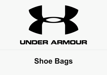 Black Under Armour symbol and wordmark above the caption Shoe Bags on white