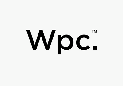 Black Wpc. wordmark with a trademark symbol on white