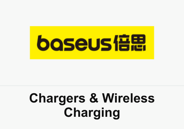 Baseus logo above the words Chargers & Wireless Charging
