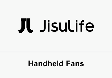 Black JisuLife symbol and wordmark with Handheld Fans label on a white background