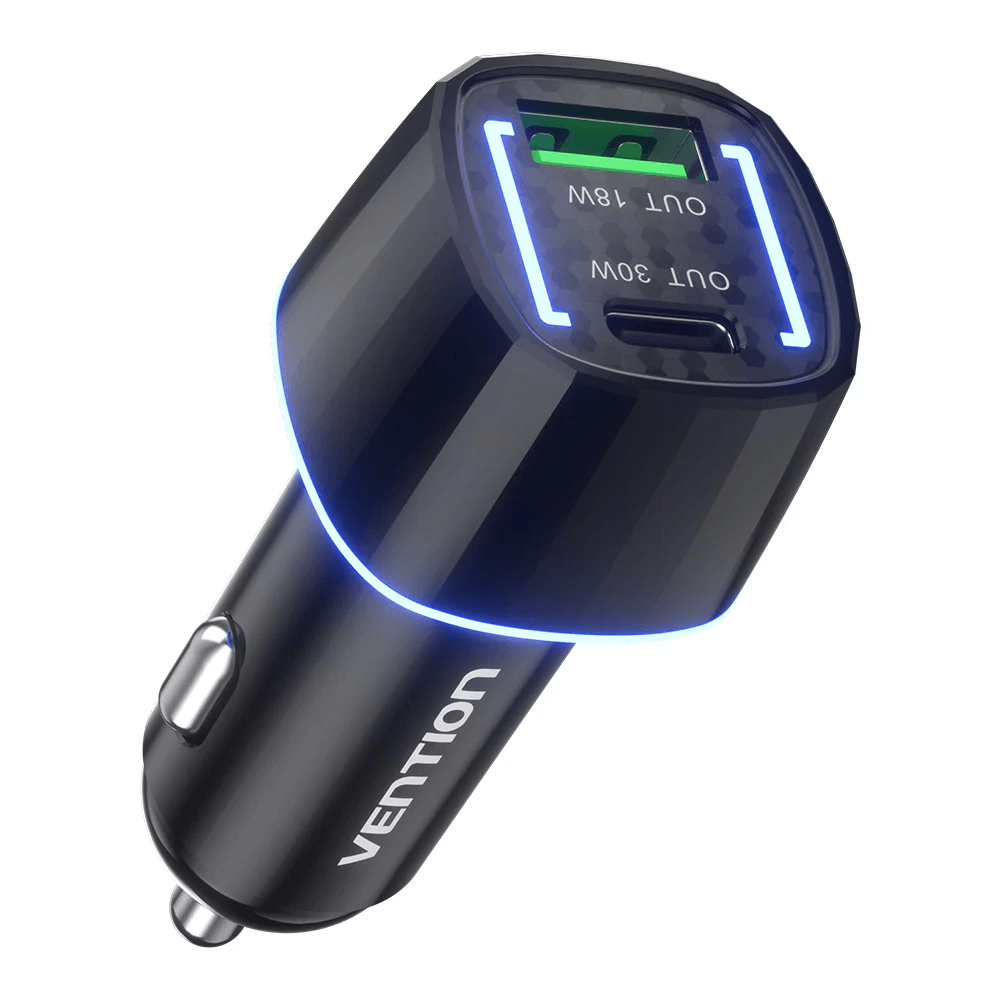 Vention Car Charger with 2 Ports 30W, fast charging, dual-port design, perfect corporate gift