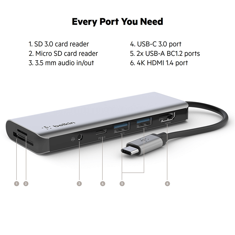 Belkin Connect USB-C 7-in-1 Multiport Hub Adapter Corporate Gifts Singapore