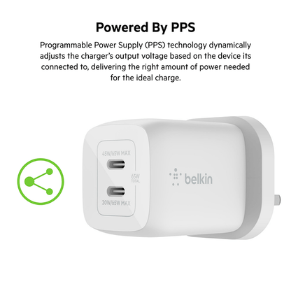 Belkin WCH013 BoostCharge Pro Dual USB-C GaN Wall Charger with PPS 65W Corporate Gifts Singapore