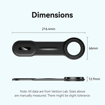 Dimensions of Vention Magnetic Car Phone Mount showcasing length and width measurements.