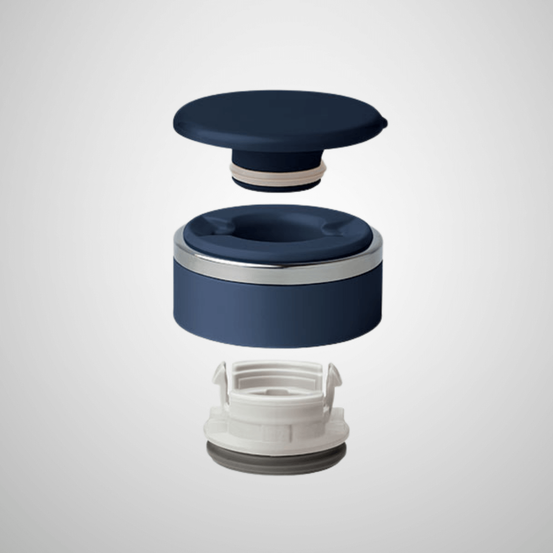ZOJIRUSHI Stainless Thermal Flask SM-JTE46 disassembled lid components for easy cleaning and assembly.