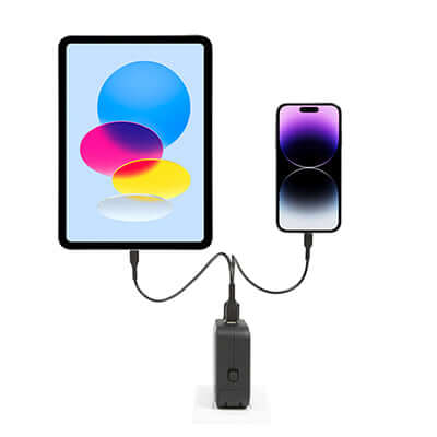 Targus APA803AP 65W GaN Wall Charger powering tablet and smartphone with efficient charging.