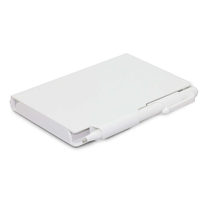 Pocket Rocket Notebook in white with a pen holder for secure closure, ideal for on-the-go note-taking.
