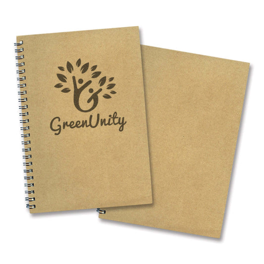 Kraft Note Pad Medium with wiro binding and GreenUnity logo, perfect for corporate gift and stylish note-taking.
