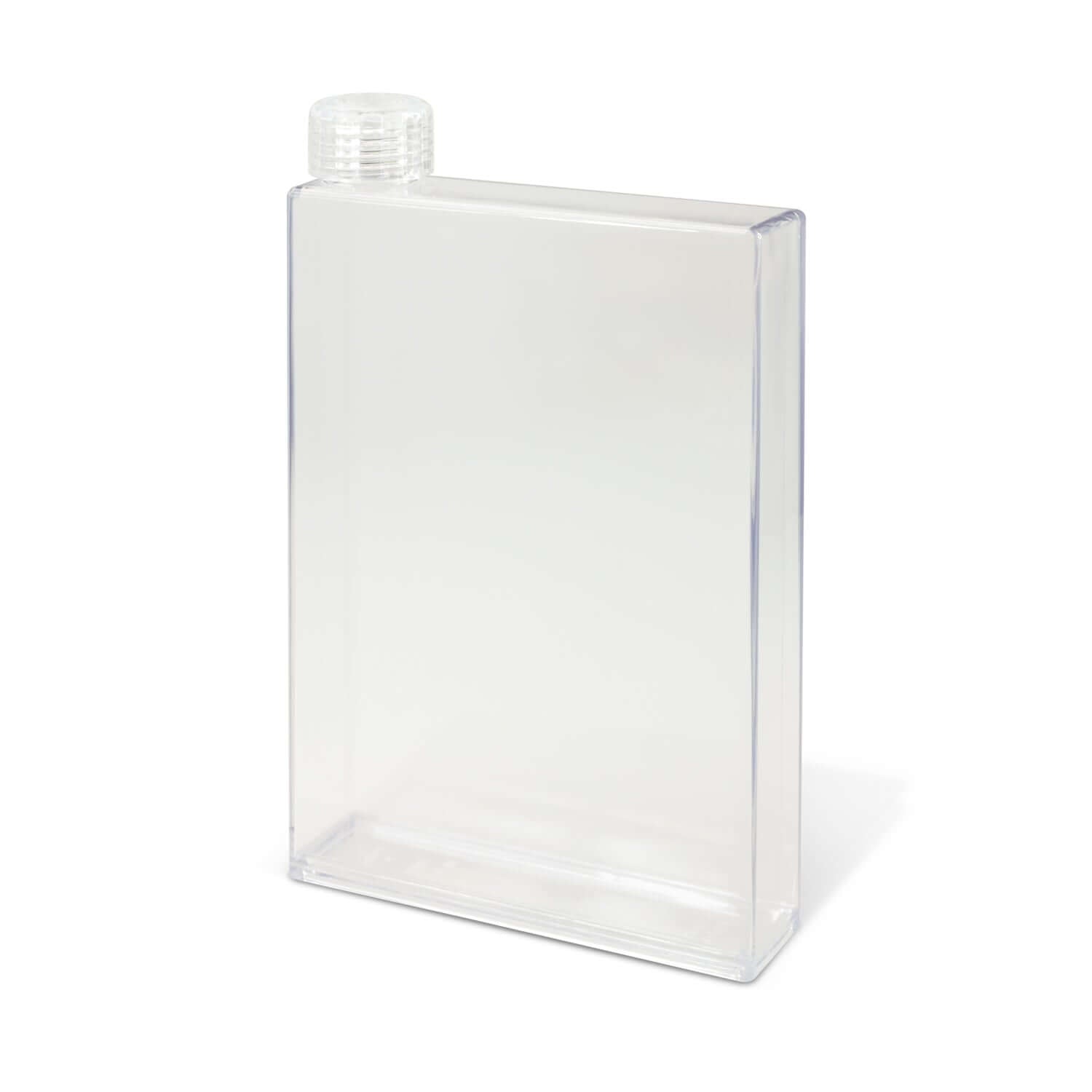 Notebook Water Bottle in clear polystyrene with screw-on lid, ideal corporate gift for modern lifestyles.