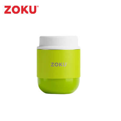 Zoku 10oz Neat Stack Food Jar in green, stainless steel travel jar ideal for corporate gifts.
